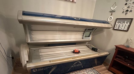 Tanning bed at The Body Shoppe, Darlington, Wisconsin, US, offering premium tanning services.
