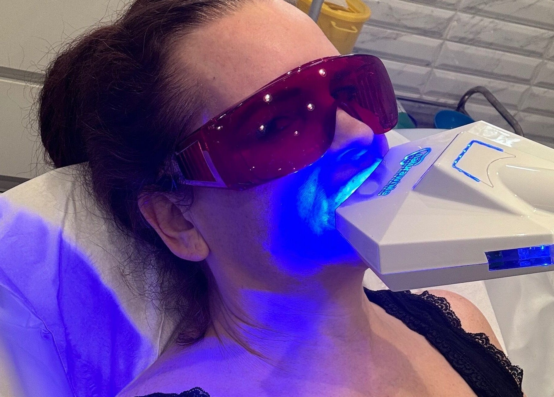 LED light facial treatment at Ml Aesthetics, Birmingham, England, GB, enhancing skin wellness.