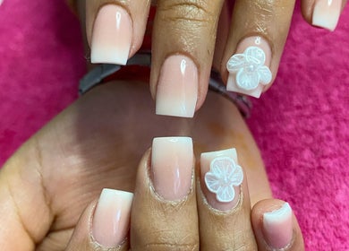 Elegant floral nail art at Nail and Art by Viola, Midrand, Gauteng, ZA.