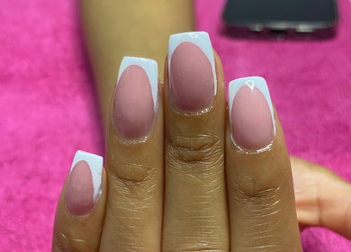 French manicure at Nail and Art by Viola, Midrand, Gauteng, ZA. Elegant pink nails with white tips.