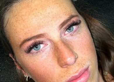 Close-up of styled eyelashes at Bartle Beauty, South Normanton, England, GB.
