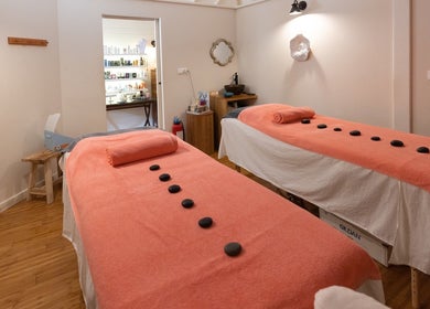 Relaxing treatment room at TI SPA, Grand Case, Collectivité De Saint-Martin, MF, with massage tables ready.
