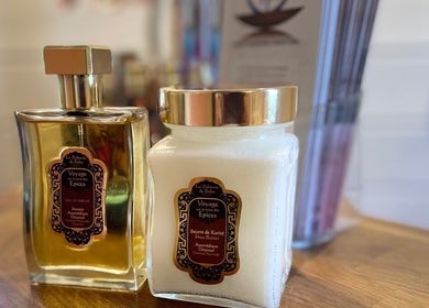 Luxurious scented products at TI SPA, Grand Case, Collectivité De Saint-Martin, MF displayed elegantly on a wooden surface.