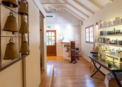 TI SPA entrance with serene decor, located at Grand Case, Collectivité De Saint-Martin, MF.