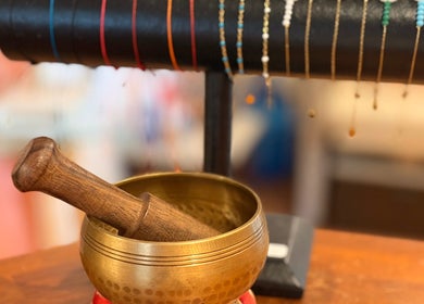 Tibetan singing bowl with mallet at TI Spa, Grand case, Collectivité De Saint-martin, MF enhancing tranquility.