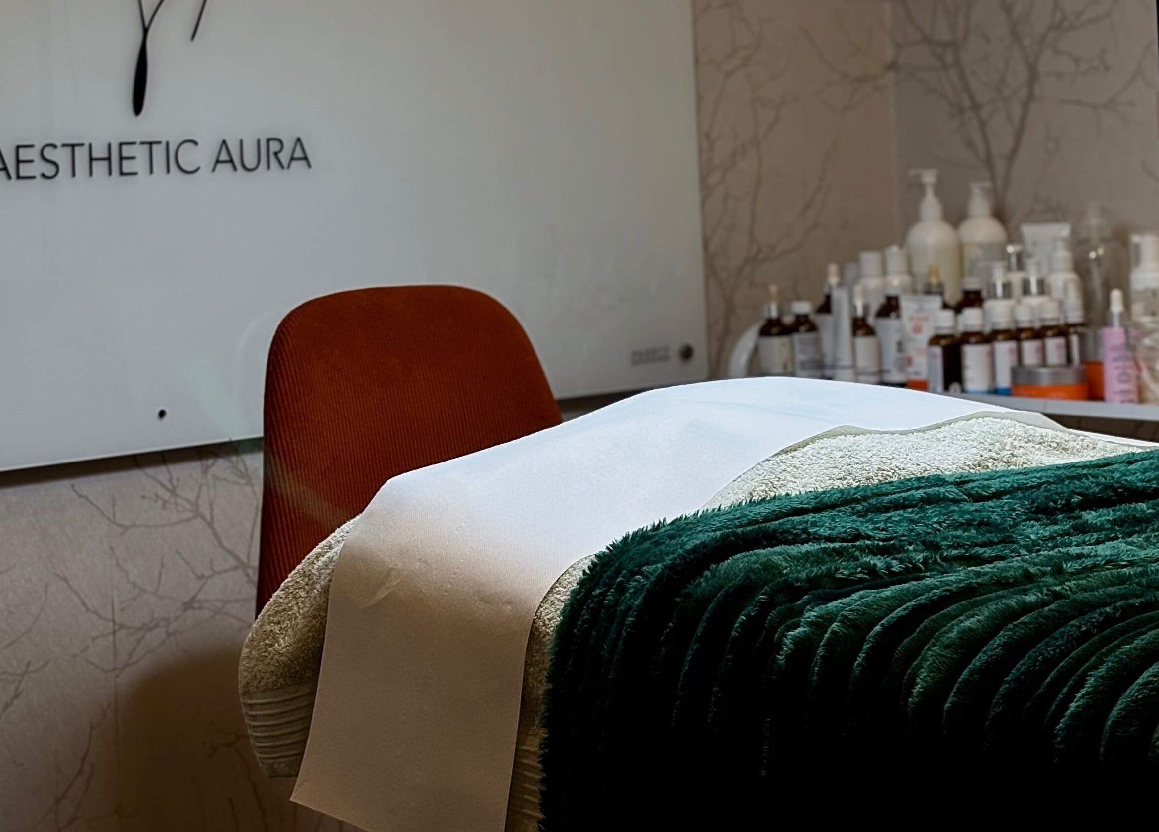 Comfortable spa bed at Aesthetic Aura, Randburg, Gauteng, ZA, ready for a relaxing wellness experience.