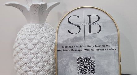 Elegant Siren Beauty Warrnambool sign with services and QR code in Warrnambool, Victoria, AU.