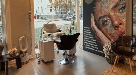 Sophisticated beauty treatment area at Beauty by Noushin in København, Denmark, DK, showcasing services menu.