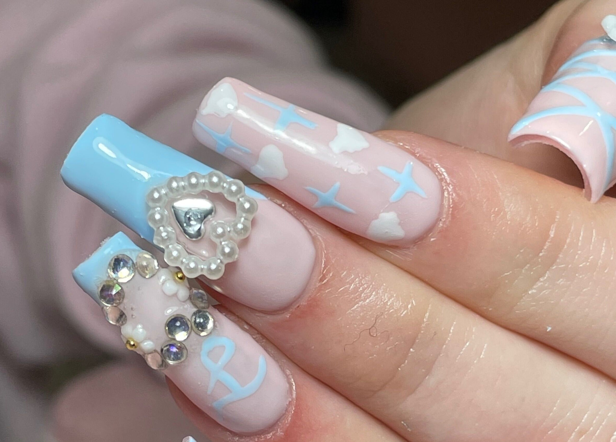 Intricate nail art design at Gelled by NR in Melbourne, Victoria, AU.