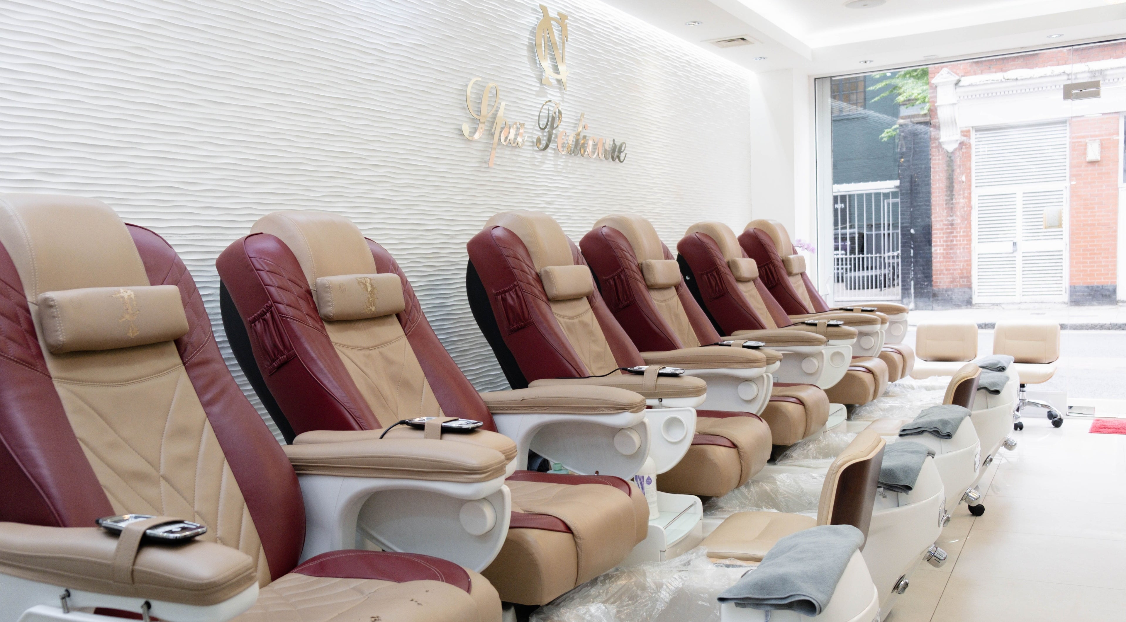 Luxurious spa chairs in CN Nails and Beauty LTD, London, England, GB offer comfort and relaxation.