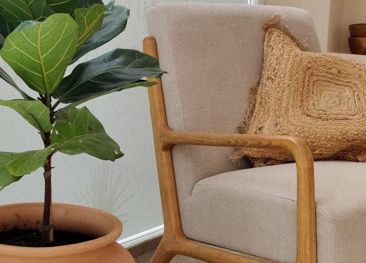 Comfortable chair and plant at Naós Massage and Wellness Studio, Kos, Greece, GR, offering a relaxing ambiance.