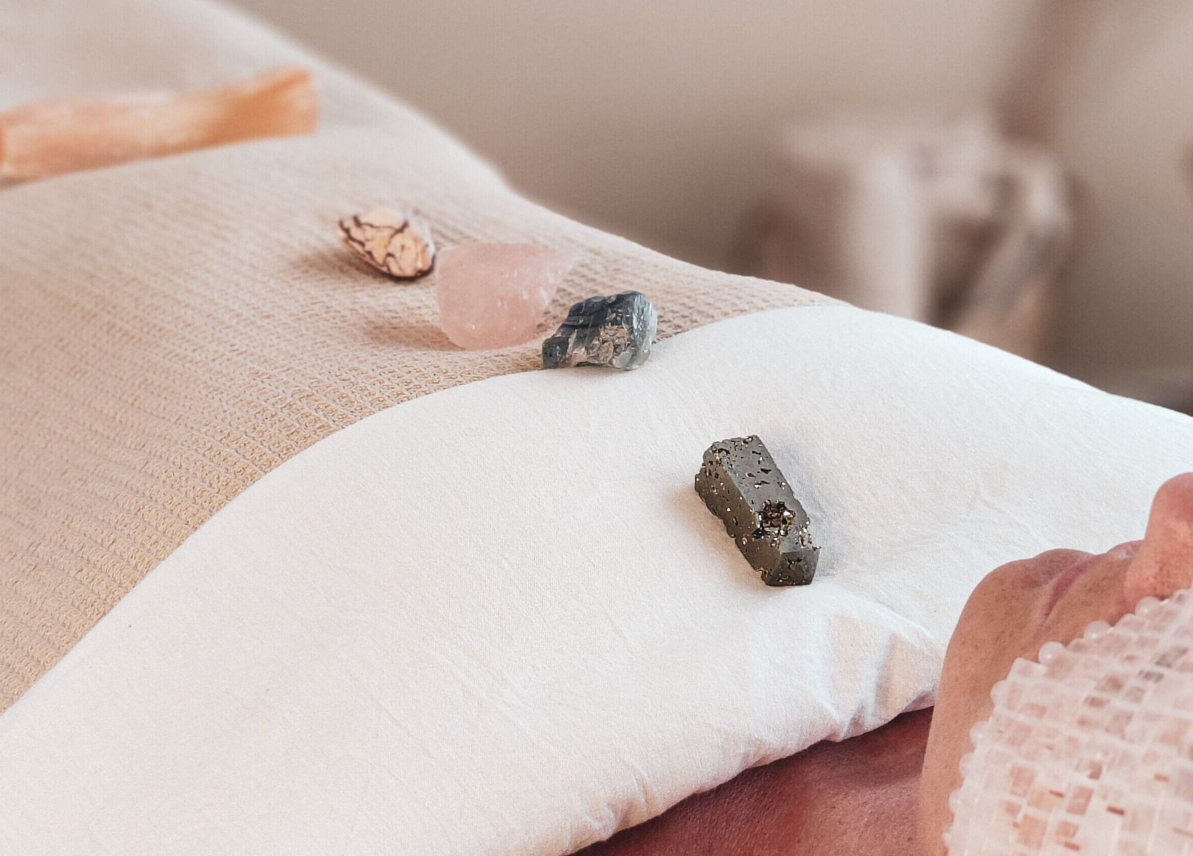 Relaxing crystal therapy at Naós Massage and Wellness Studio, Kos, Greece, GR enhancing tranquility and healing.