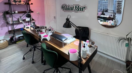 Chic nail stations at The Paint Bar in Brighton And Hove, England, GB, showcasing a modern beauty setup.