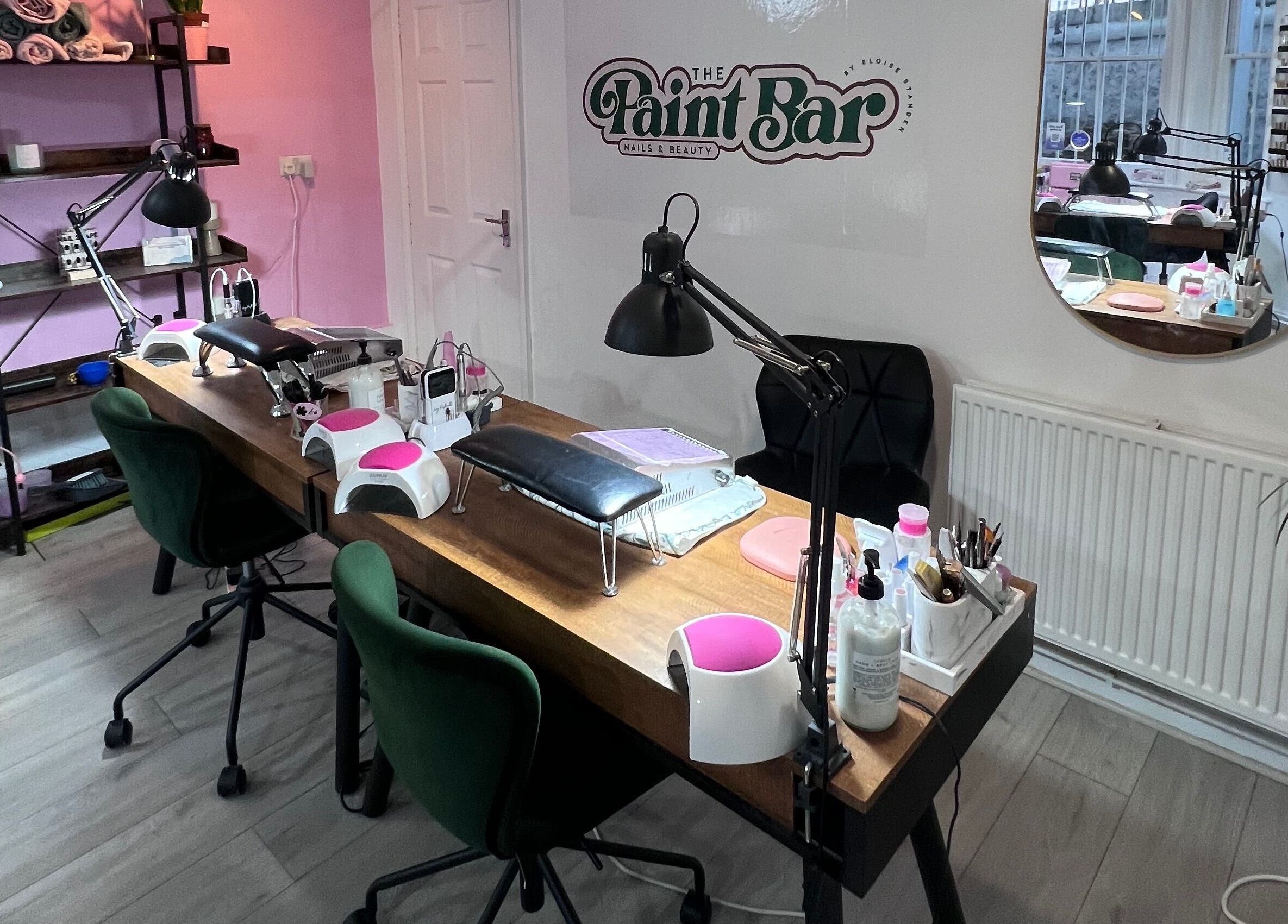 Cozy manicure stations at The Paint Bar, Brighton And Hove, England, GB. Inviting and stylish nail salon setup.