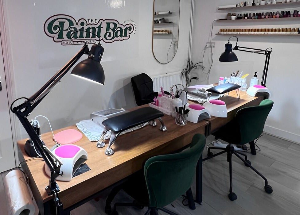 Elegant nail salon setup at The Paint Bar in Brighton And Hove, England, GB, featuring stylish manicure stations.