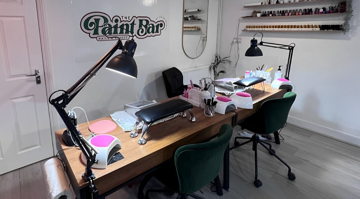 Elegant nail salon setup at The Paint Bar in Brighton And Hove, England, GB, featuring stylish manicure stations.