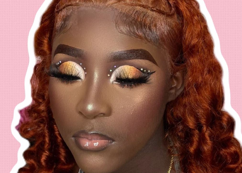 Stunning makeup artistry at Glow by Que Tae, Kingston, St. Andrew Parish, JM with vibrant eyeshadow and curls.