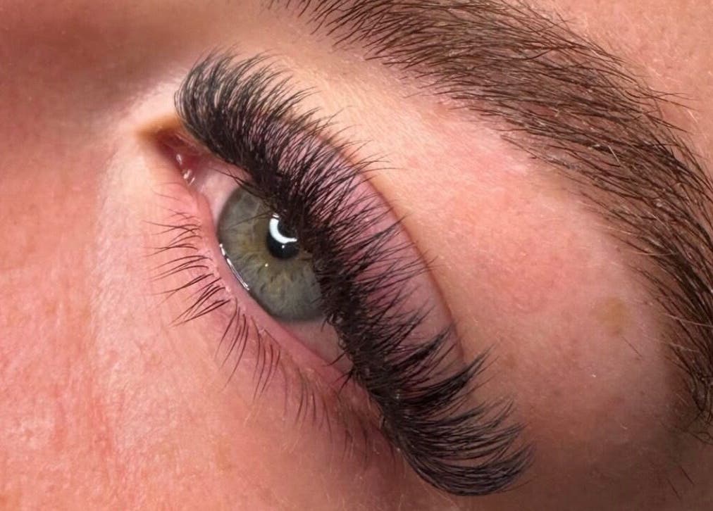 Close-up of eyelash extensions from Lash Empire Eyelash Extensions in Razorback, New South Wales, AU.
