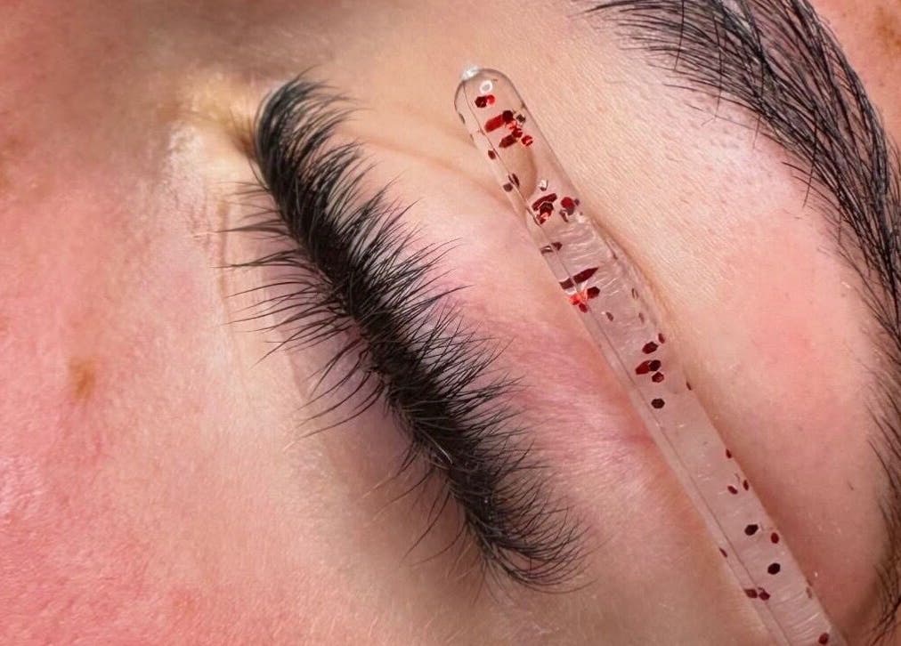 Close-up of eyelash extension at Lash Empire Eyelash Extensions, Razorback, New South Wales, AU.