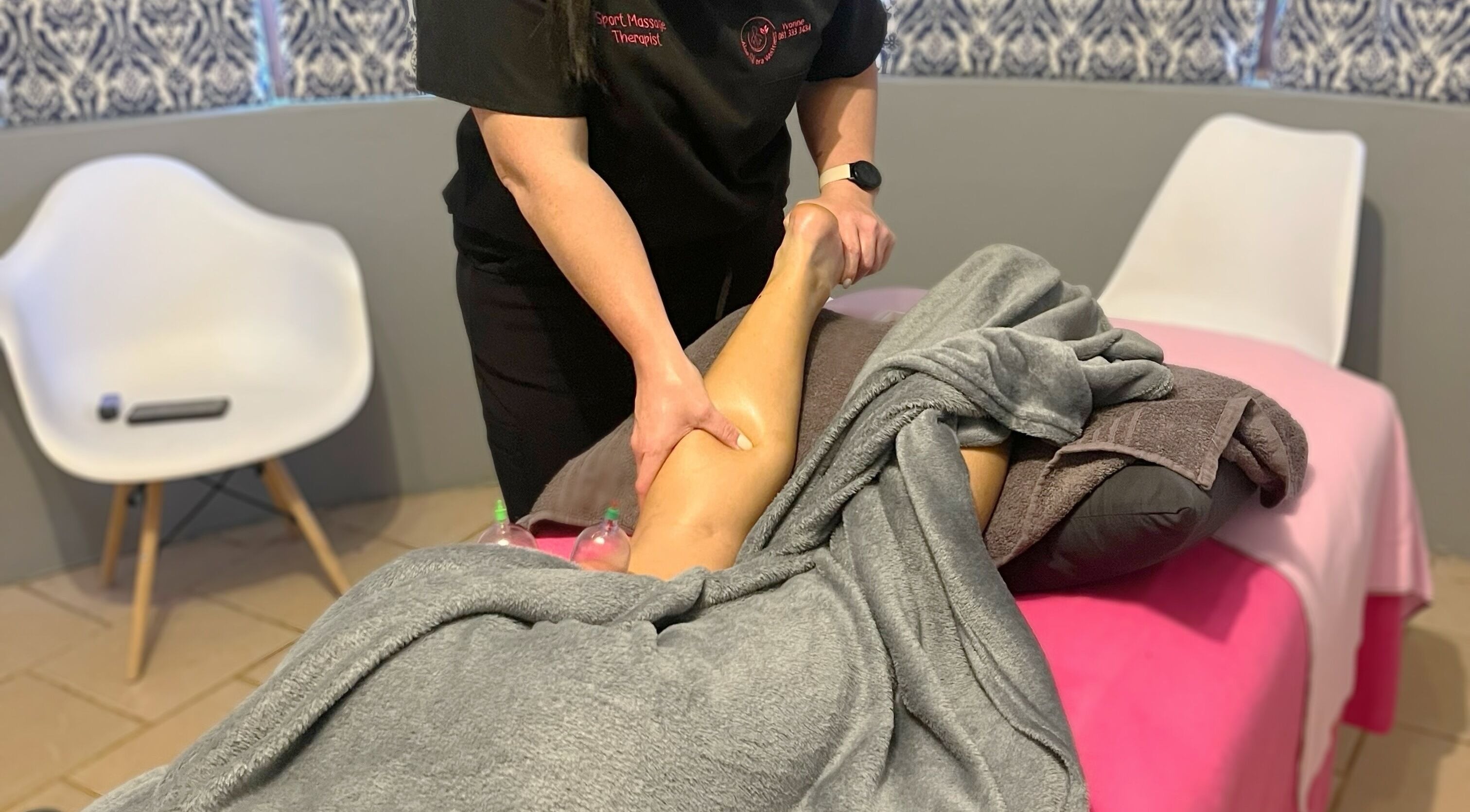 Massage at Massage Specialist - House of Muscle Therapy in Modimolle, Limpopo, ZA. Therapeutic leg massage session.