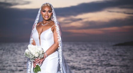 Elegant bride at sunset by the sea at NM.Art at Kbeauty Curacao, Willemstad, CW.
