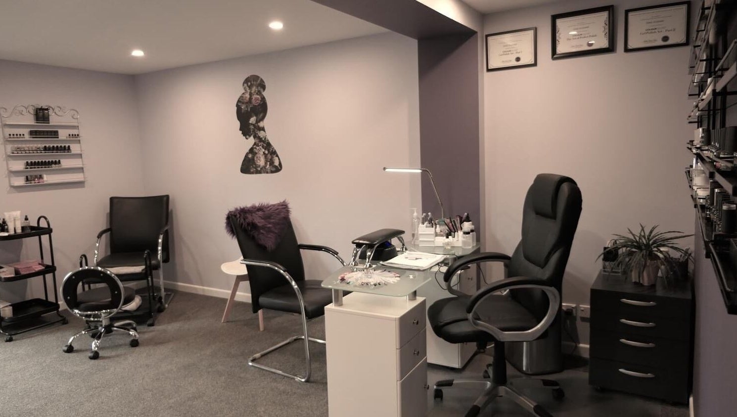 Chic interior of Simply Elegant Nail and Beauty in Timaru, Canterbury, NZ, featuring nail and beauty treatment area.