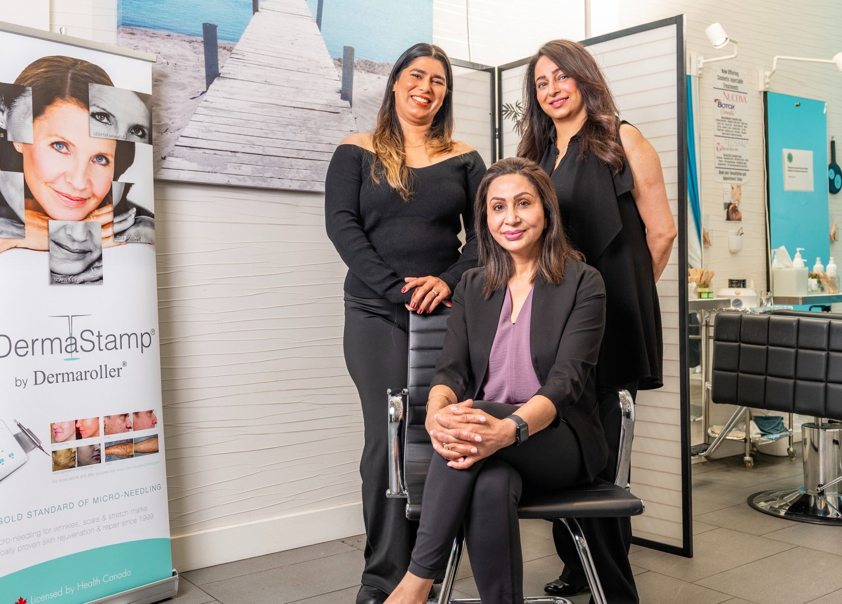 Professional team posing at Bubbles and Wax Bar, Surrey, British Columbia, CA, showcasing beauty services.