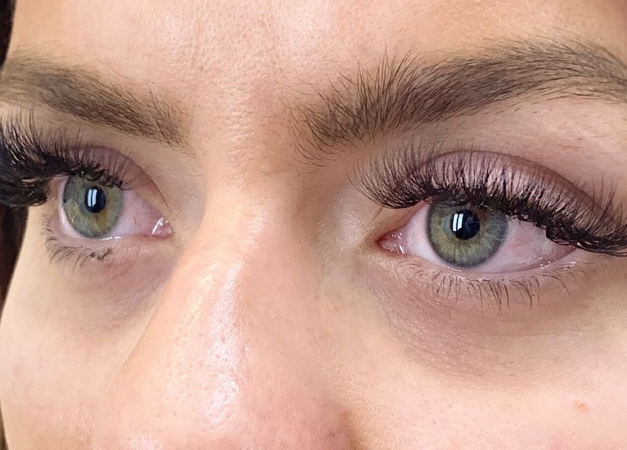 Close-up of eyelash extensions at Calla Lashes and Brows, Melbourne, Victoria, AU.