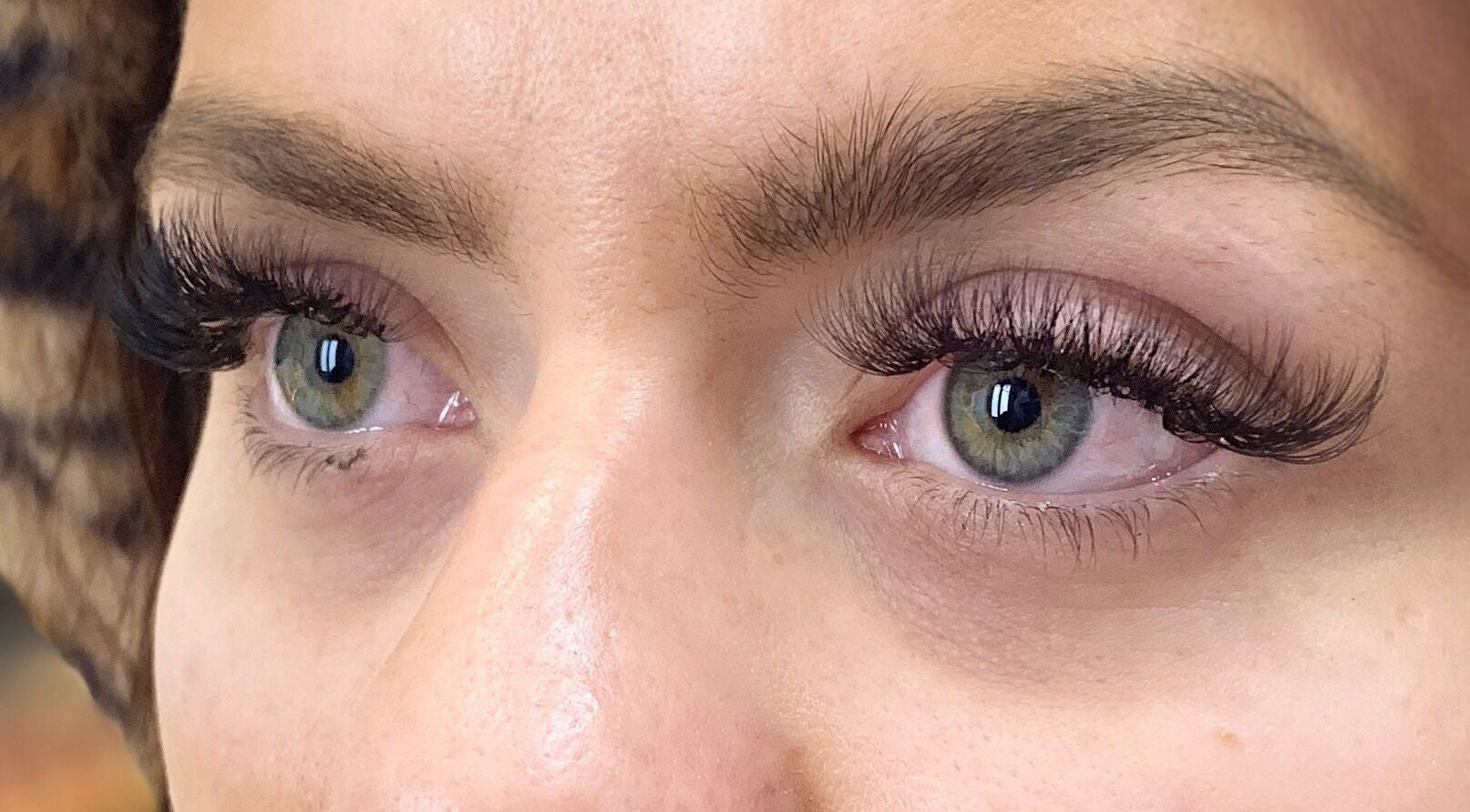 Close-up of eyelash extensions at Calla Lashes and Brows, Melbourne, Victoria, AU.