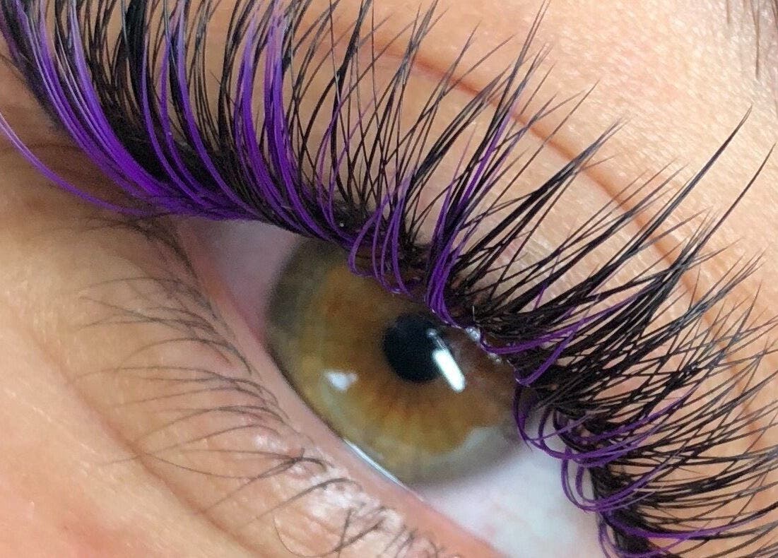 Close-up of vibrant lashes at PRF London | JazLooks in Wembley, England, GB. Elegant eye makeup detail.