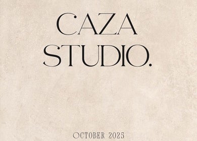 Elegant CAZA STUDIO branding at Mont-royal, Québec, CA, highlighted against a minimalist background.