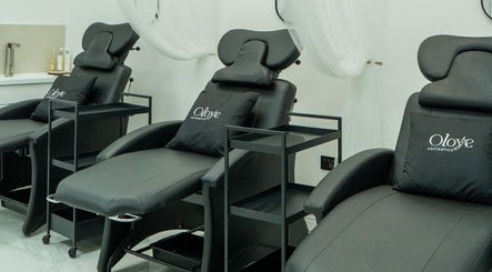 Chic black reclining chairs at The Beauty Lounge - Wednesdays Only, Leicester, England, GB.