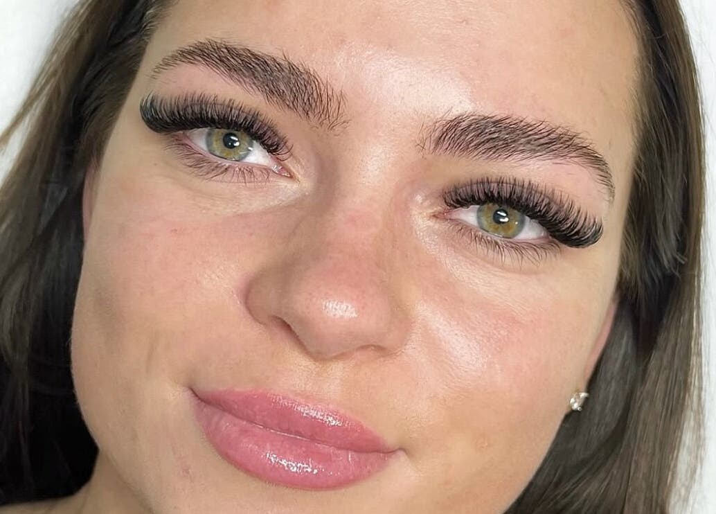 Close-up of long, voluminous eyelashes at Saisma Beauty, Bournemouth, England, GB.