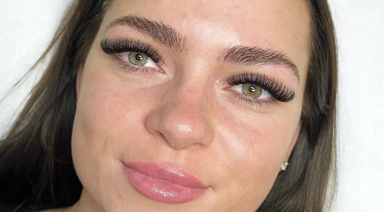 Close-up of long, voluminous eyelashes at Saisma Beauty, Bournemouth, England, GB.