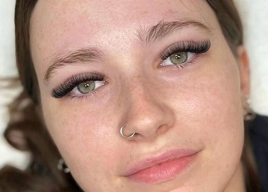 Close-up of eyelash extensions at Saisma Beauty in Bournemouth, England, GB.