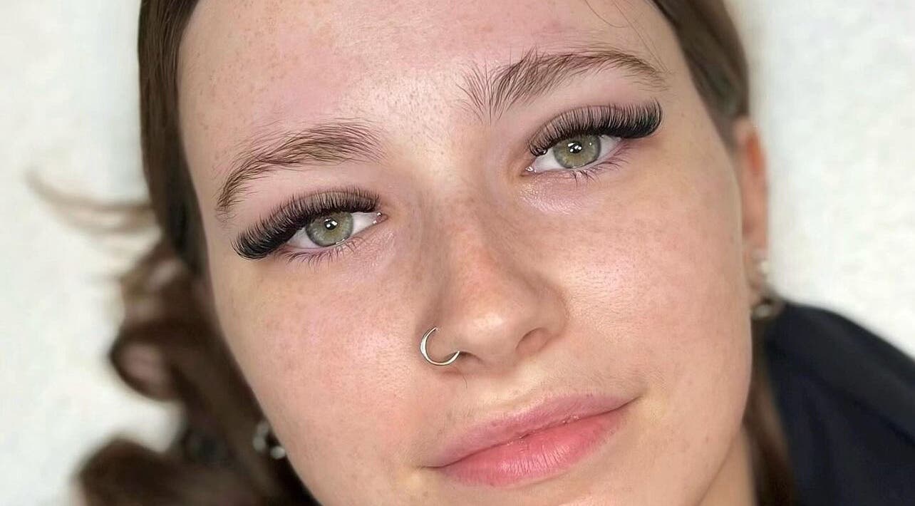 Close-up of eyelash extensions at Saisma Beauty in Bournemouth, England, GB.