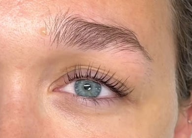 Close-up of perfectly styled eyelashes at Saisma Beauty, Bournemouth, England, GB.