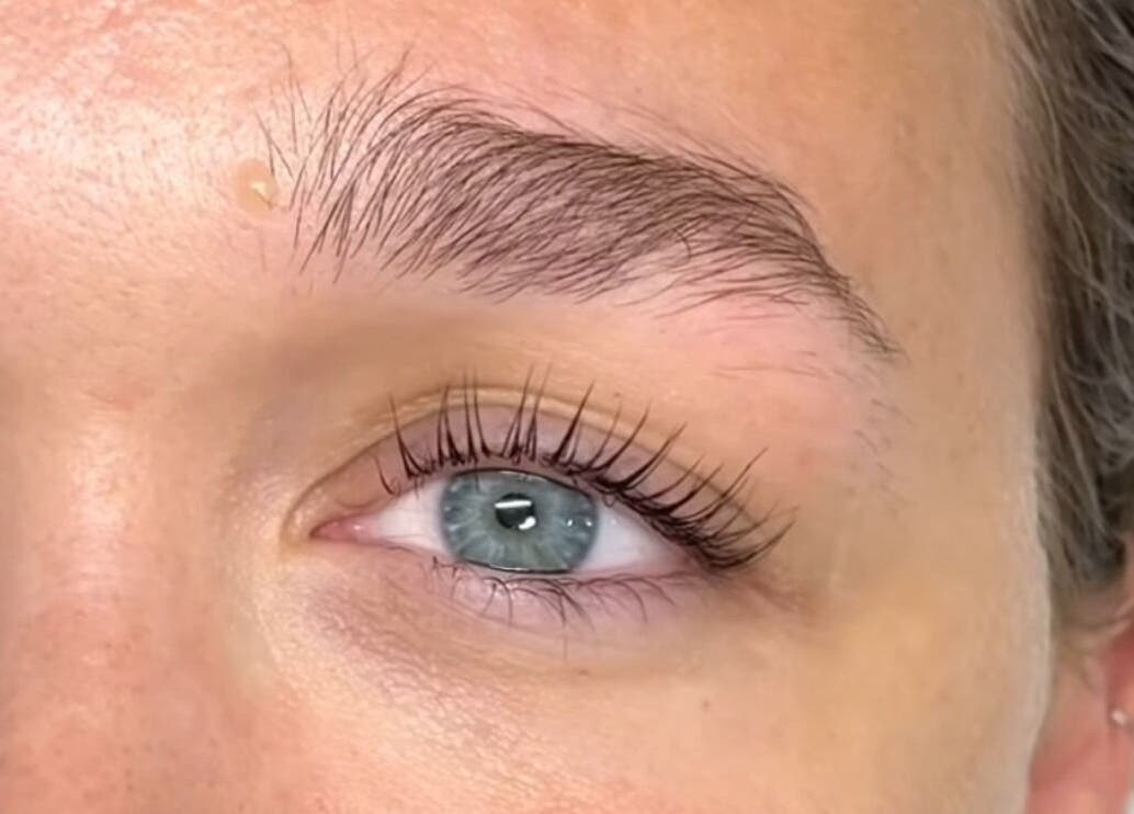 Close-up of perfectly styled eyelashes at Saisma Beauty, Bournemouth, England, GB.