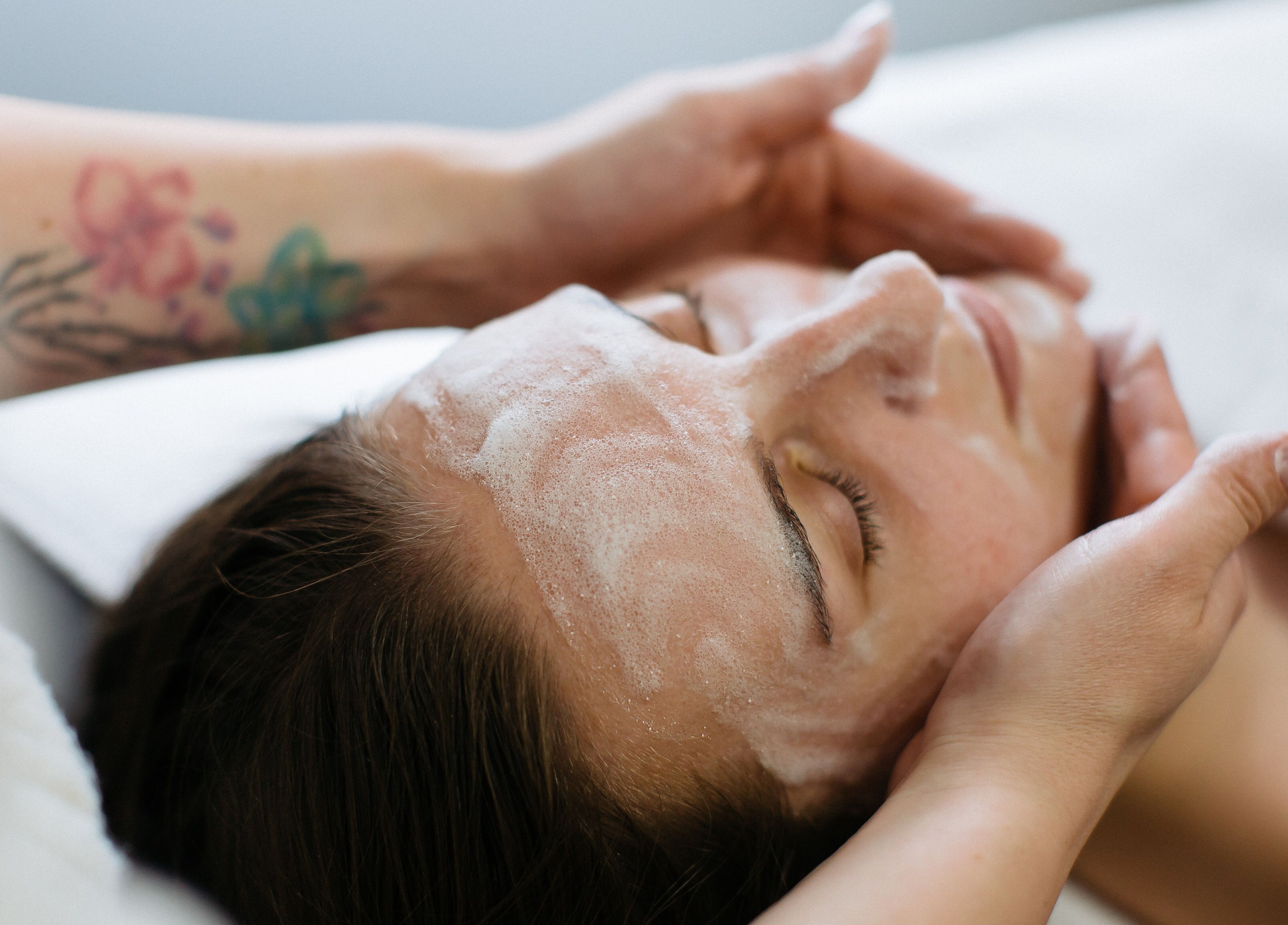 Relaxing facial treatment at Sugar and Stone Aesthetics, Kingston, Ontario, CA. Experience soothing skincare.