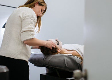 Relaxing facial treatment at Sugar and Stone Aesthetics, Kingston, Ontario, CA.