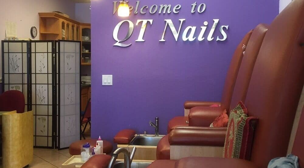 Vibrant interior of Q T NAILS in Santa Clara, California, US with comfortable seating and welcoming décor.