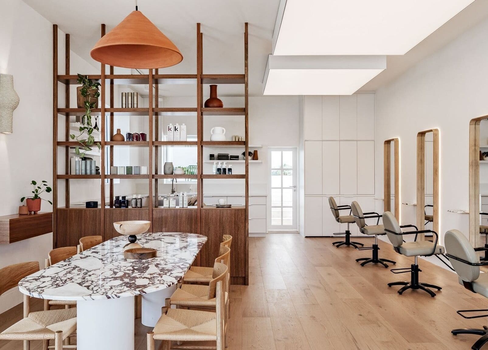 Interior of Salon Kaia in Wollongong, NSW, AU, featuring stylish seating and modern decor.