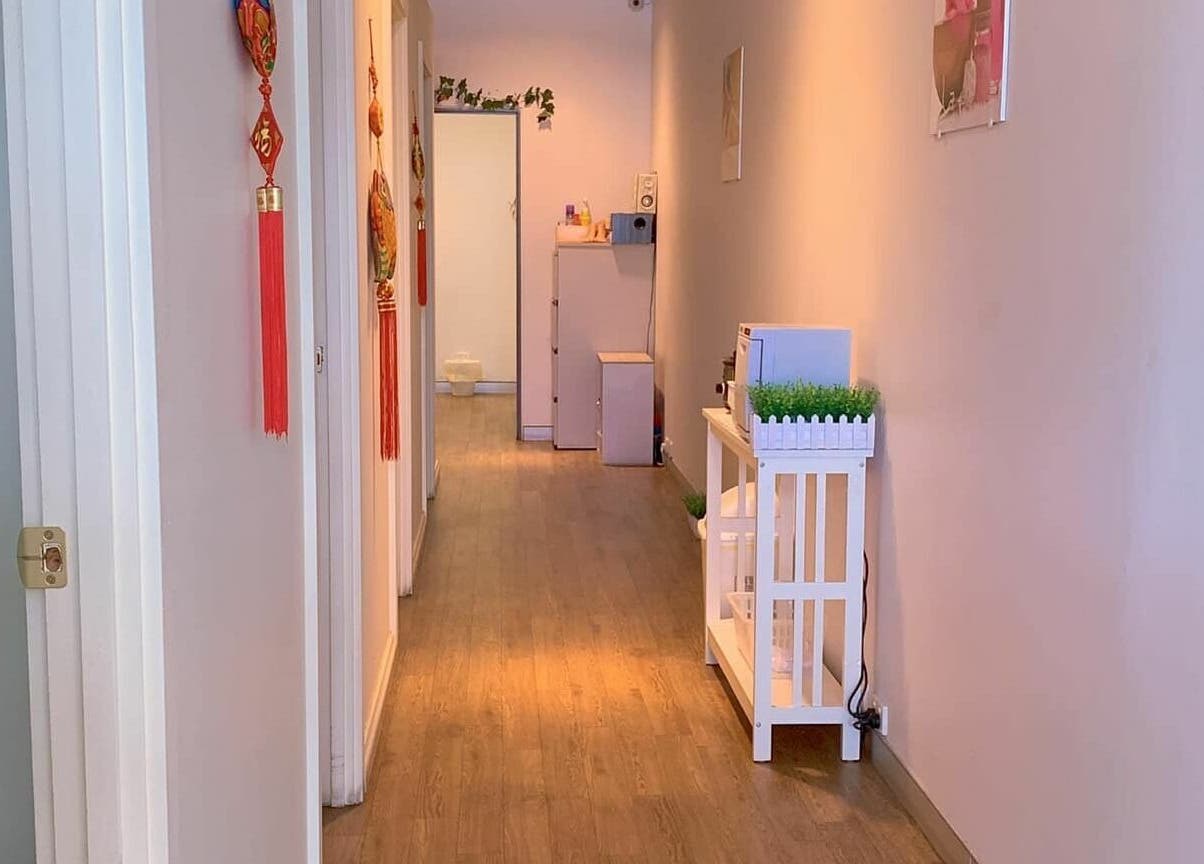 Calming hallway leading to treatment rooms at Findon Massage in Findon, South Australia, AU.