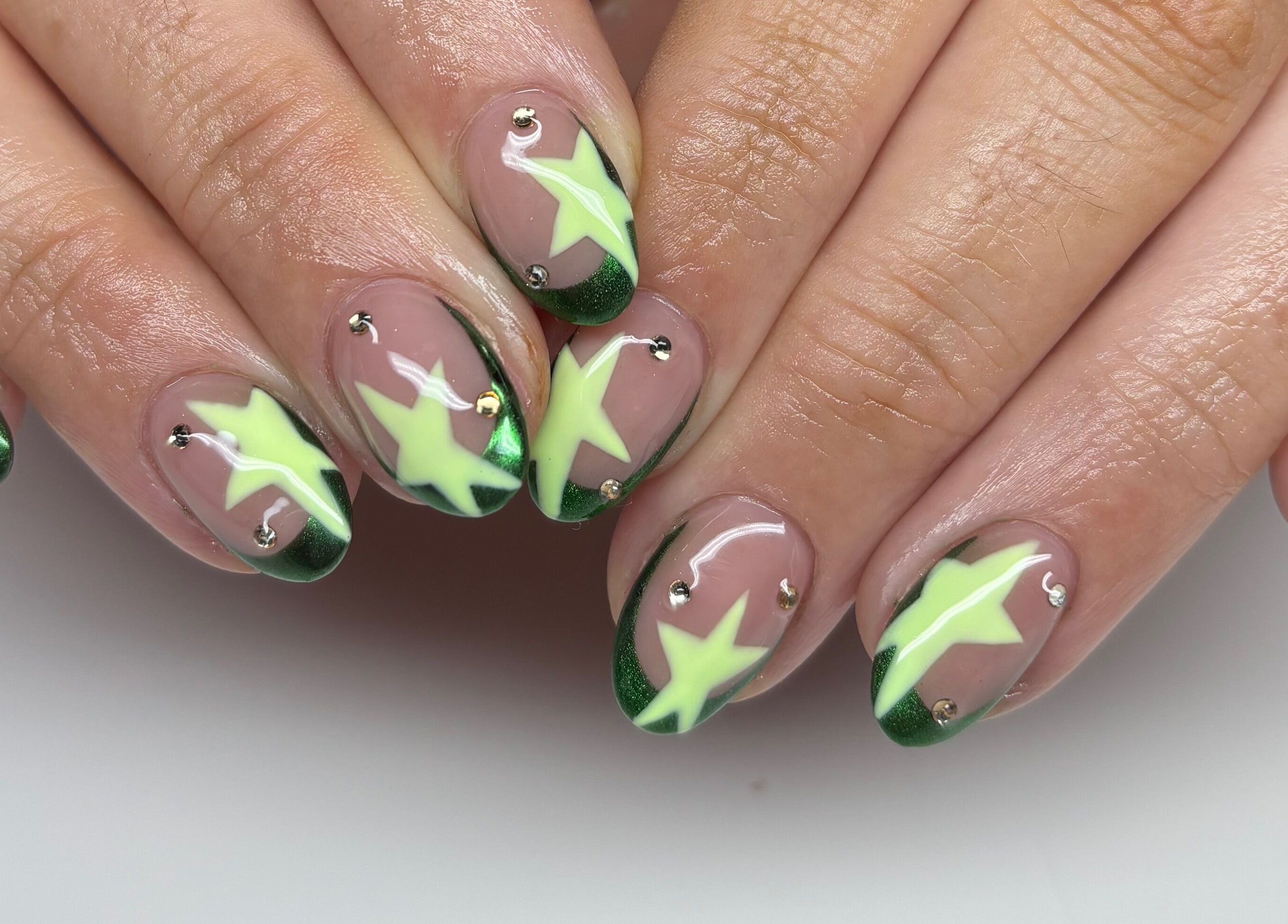 Vibrant starry nail art at Clawsxtend Nails By Ivy, Bald Hills, Queensland, AU.