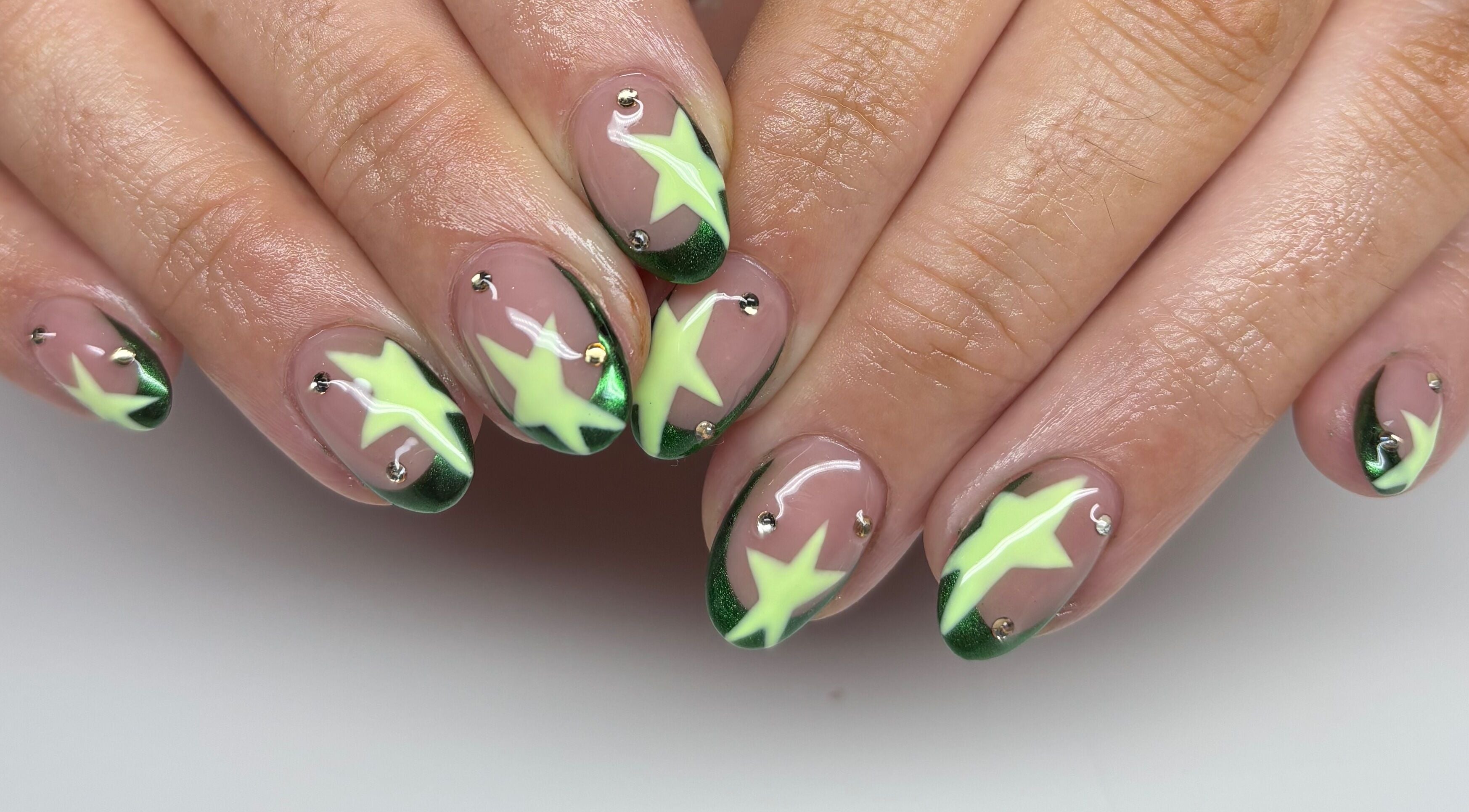 Vibrant starry nail art at Clawsxtend Nails By Ivy, Bald Hills, Queensland, AU.