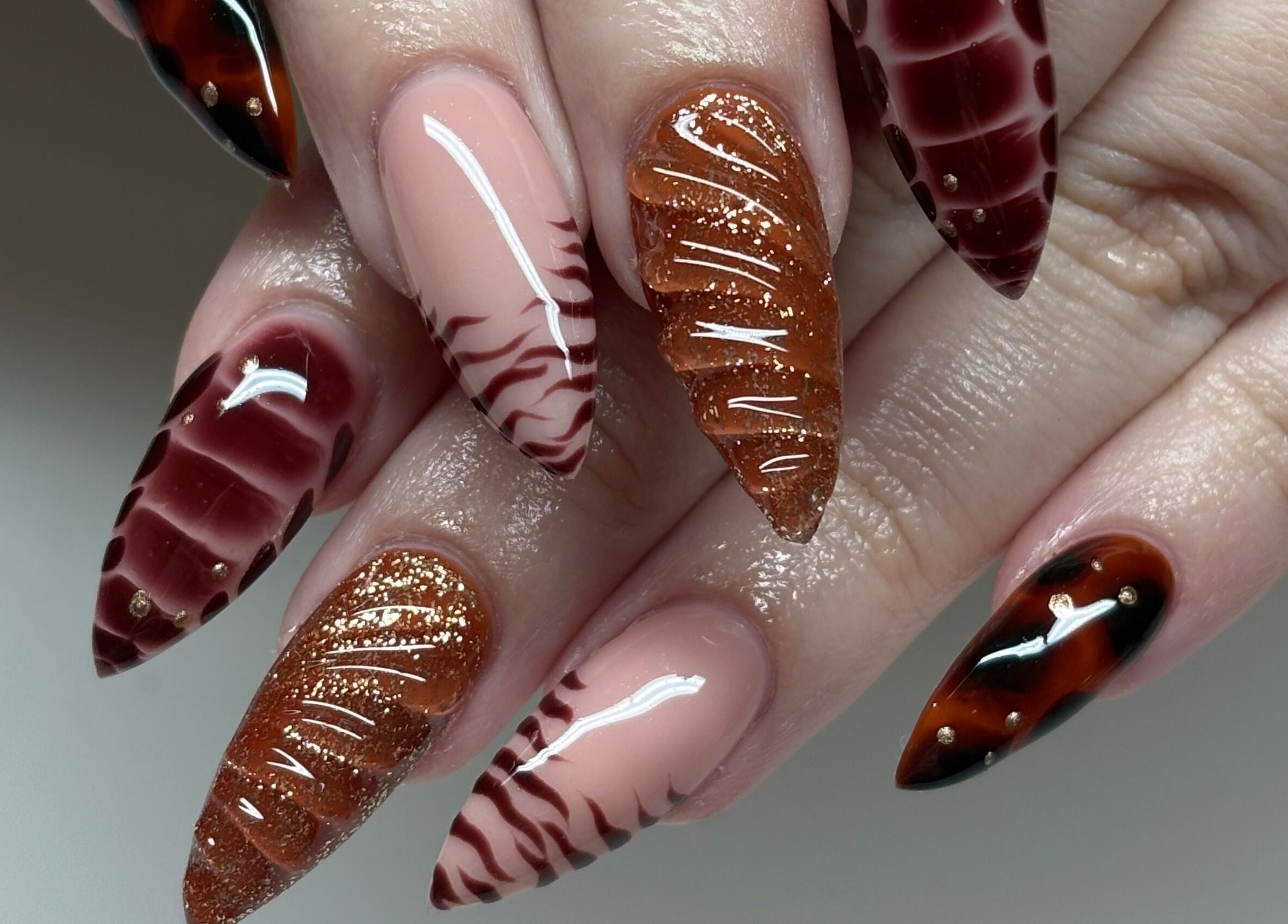 Elegant nail art with intricate designs at Clawsxtend Nails By Ivy in Bald Hills, Queensland, AU.