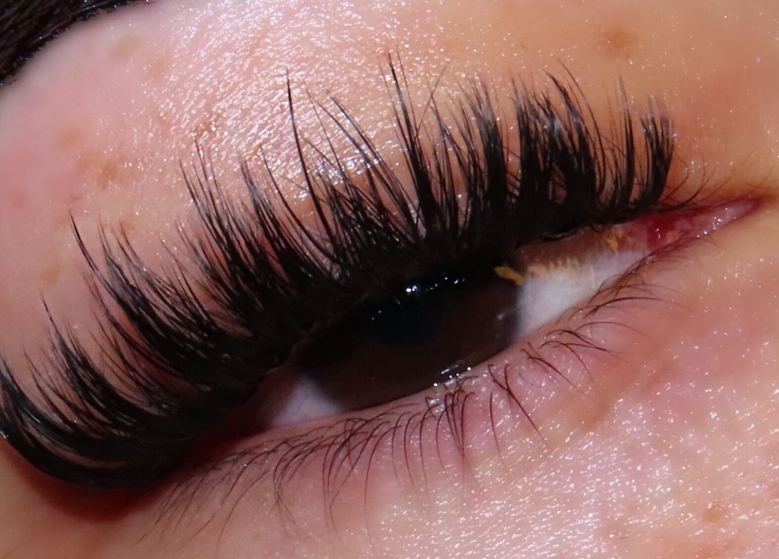 Close-up of elegant eyelash extensions at Angel Eyes by Sumaya, Bournemouth, England, GB.