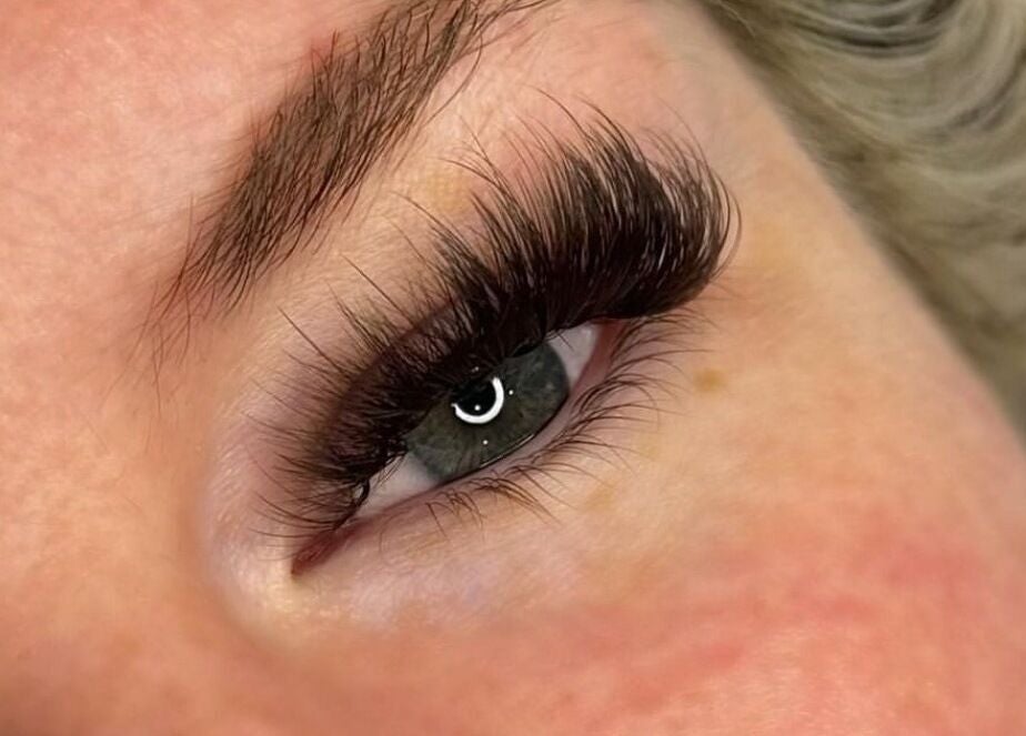 Close-up of eyelash extensions at Angel Eyes by Sumaya in Bournemouth, England, GB.