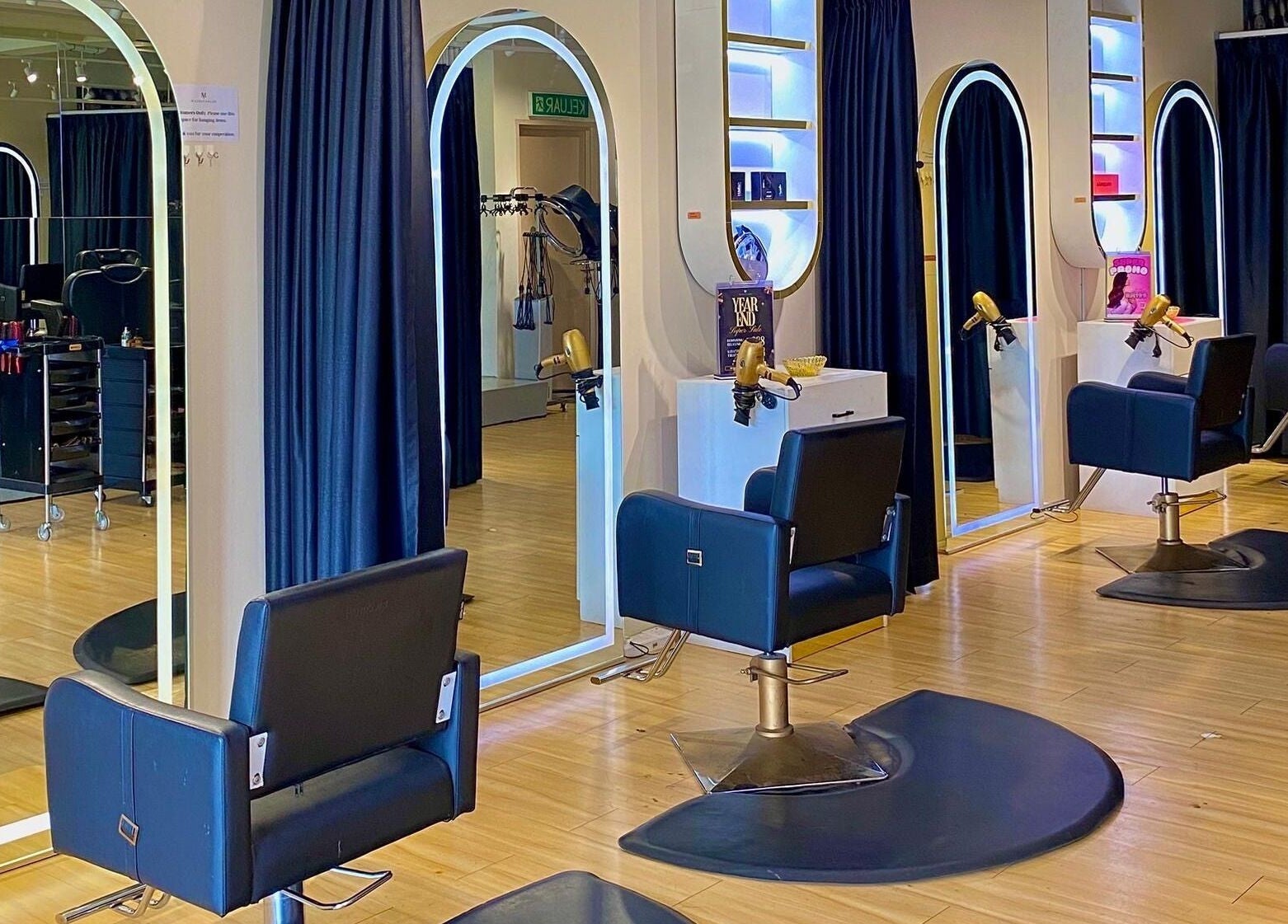 Modern salon setup with elegant chairs at Mayssa Salon (Cyberjaya), Cyberjaya, Selangor, MY.