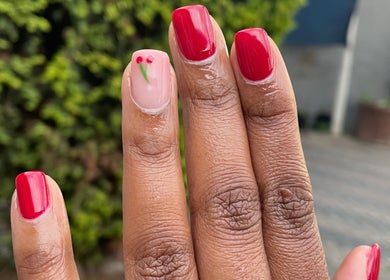 Vibrant red and cherry nail art at JudyM beauty, Kempton Park, Gauteng, ZA.